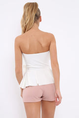 White Bandeau Frill Top - Priah-Tops