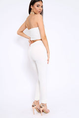 White Bandeau Top And Leggings Co-Ord - Kristina-Co-ords