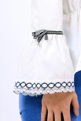 White Bardot Bell Sleeve Top - Kenzie-Tops