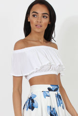 White Bardot Crop Top - Adelaide-Crop Tops