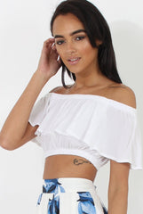White Bardot Crop Top - Adelaide-Crop Tops