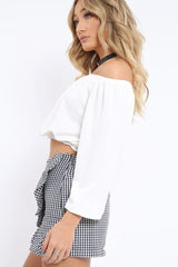 White Bardot Crop Top - Brooke-Crop Tops