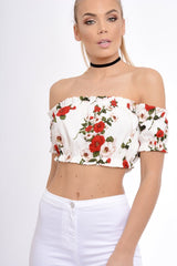 White Bardot Gypsy Crop Top - Valentina-Crop Tops