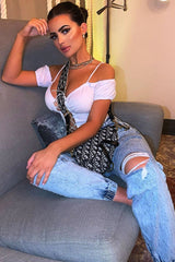 White Bardot Milkmaid Lace Up Crop Top - Abigail-Crop Tops