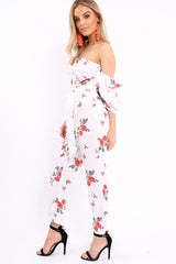 White Bardot Open Back Jumpsuit - Serenity-Jumpsuits