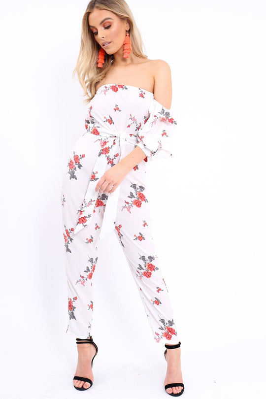 White Bardot Open Back Jumpsuit - Serenity