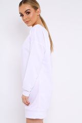 White Bardot Sweater Dress - Ariel-Dresses