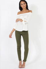 White Bardot Top - Bailey-Tops