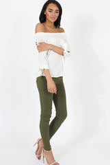 White Bardot Top - Bailey-Tops