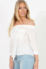 White Bardot Top - Martie-Tops
