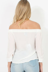 White Bardot Top - Martie-Tops