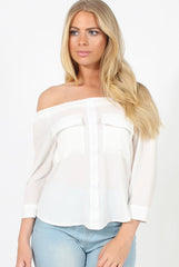 White Bardot Top - Martie-Tops