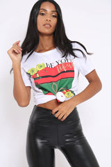 White Be You Slogan T-shirt - Jackie-Tops