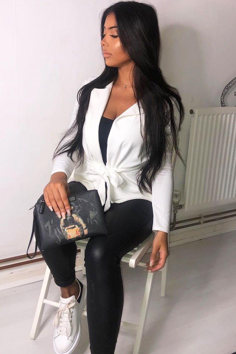 White Belted Blazer - Kenna-Blazers
