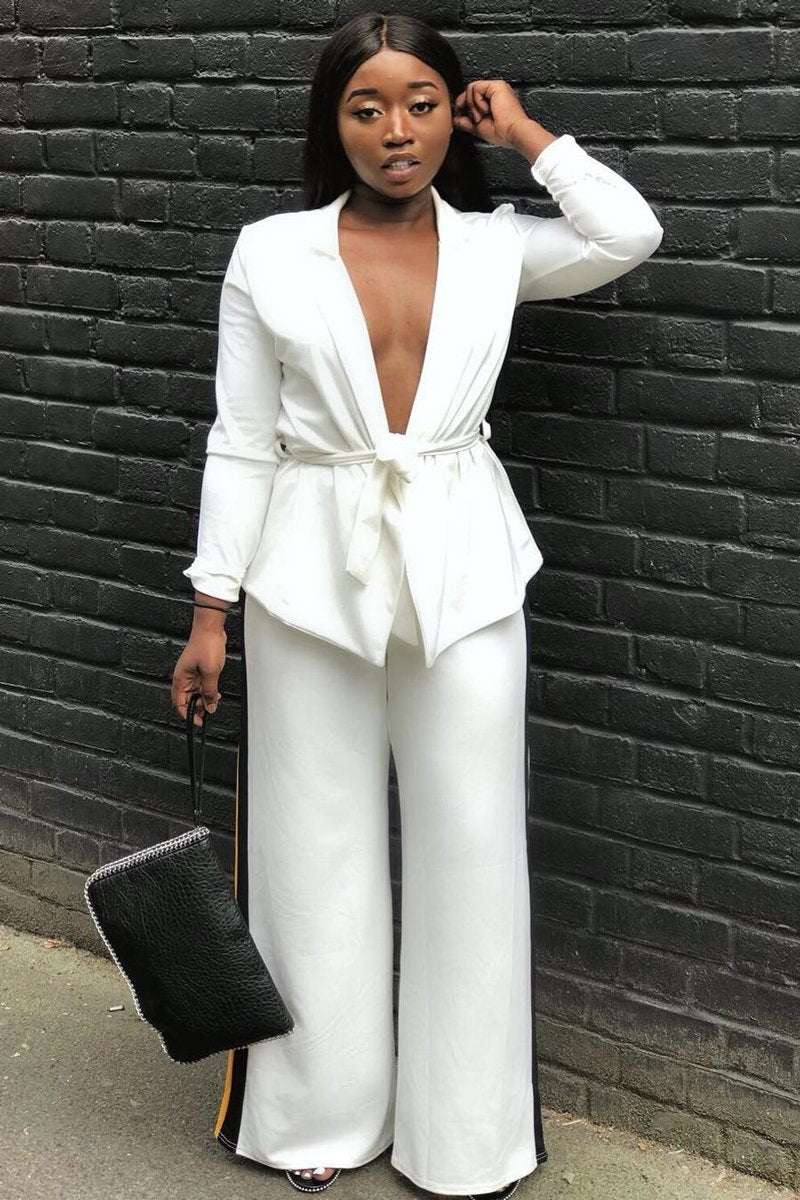White Belted Blazer - Kenna-Blazers