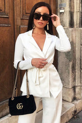 White Belted Blazer - Kenna-Blazers