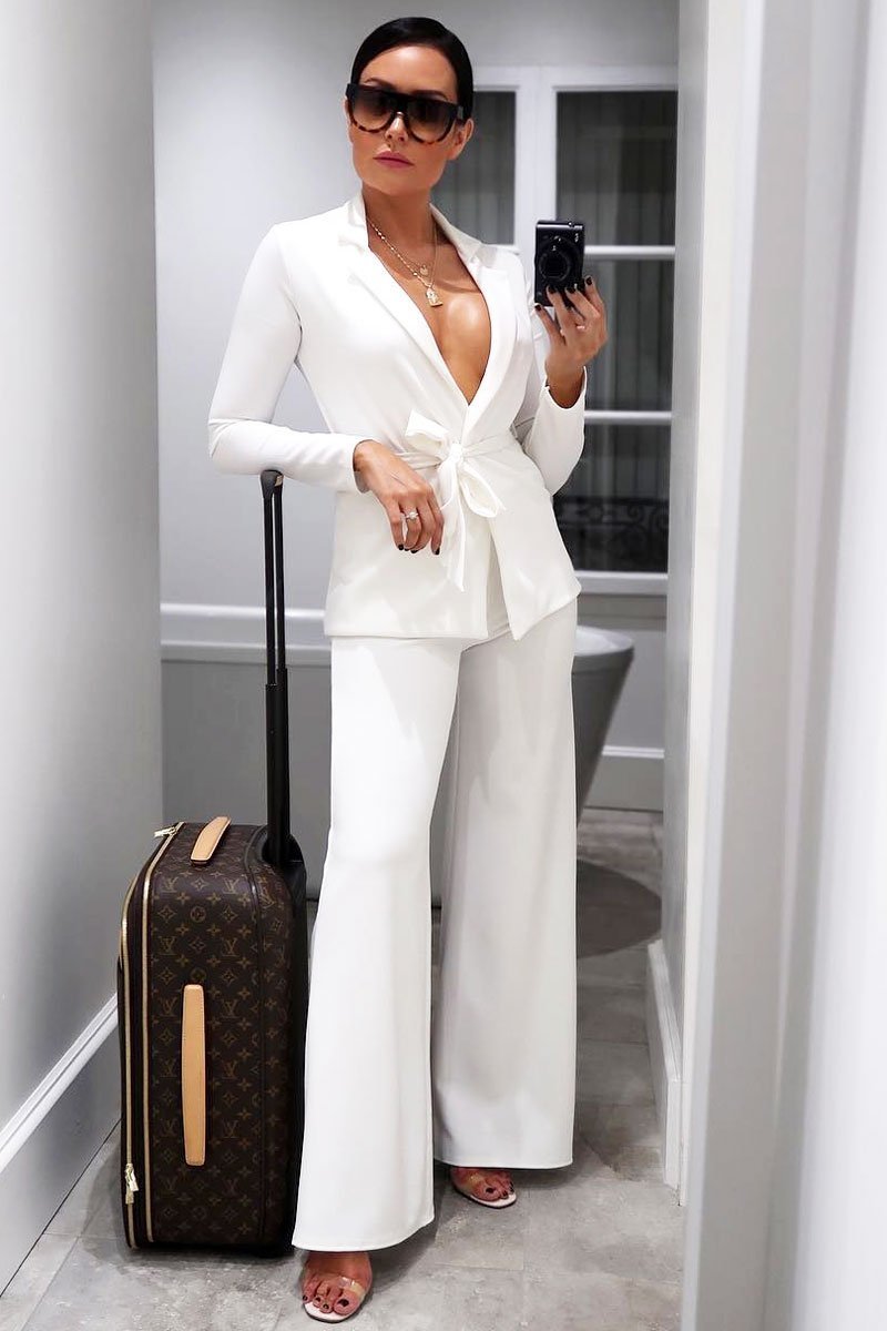 White Belted Blazer - Kenna-Blazers