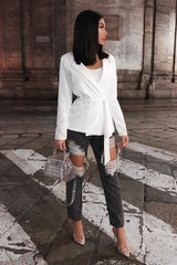 White Belted Blazer - Kenna-Blazers