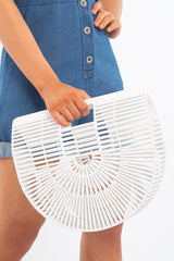 White Big Bamboo Beach Bag - Otto-Bags
