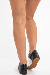 White Black Faux Leather Colour Block Trainers - Rissie-Trainers