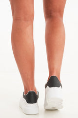 White Black Faux Suede Insert Chunky Sole Trainers - Yuki-Trainers