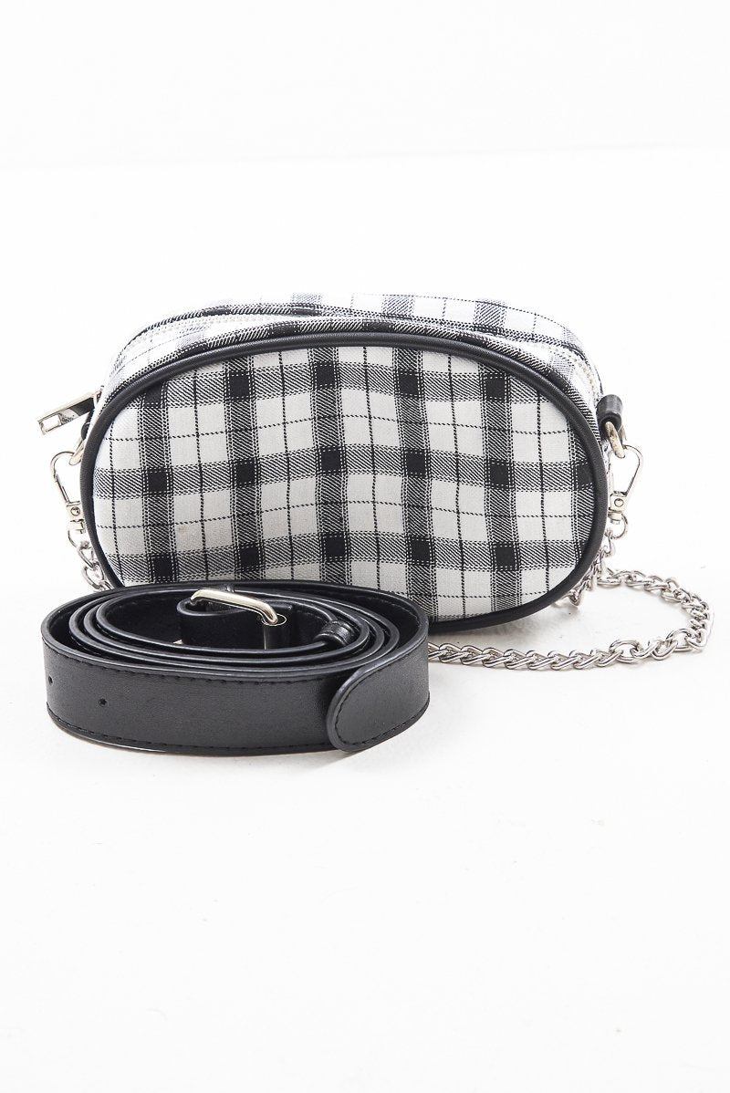 White Black Plaid Bum Bag - Keyra-Bags