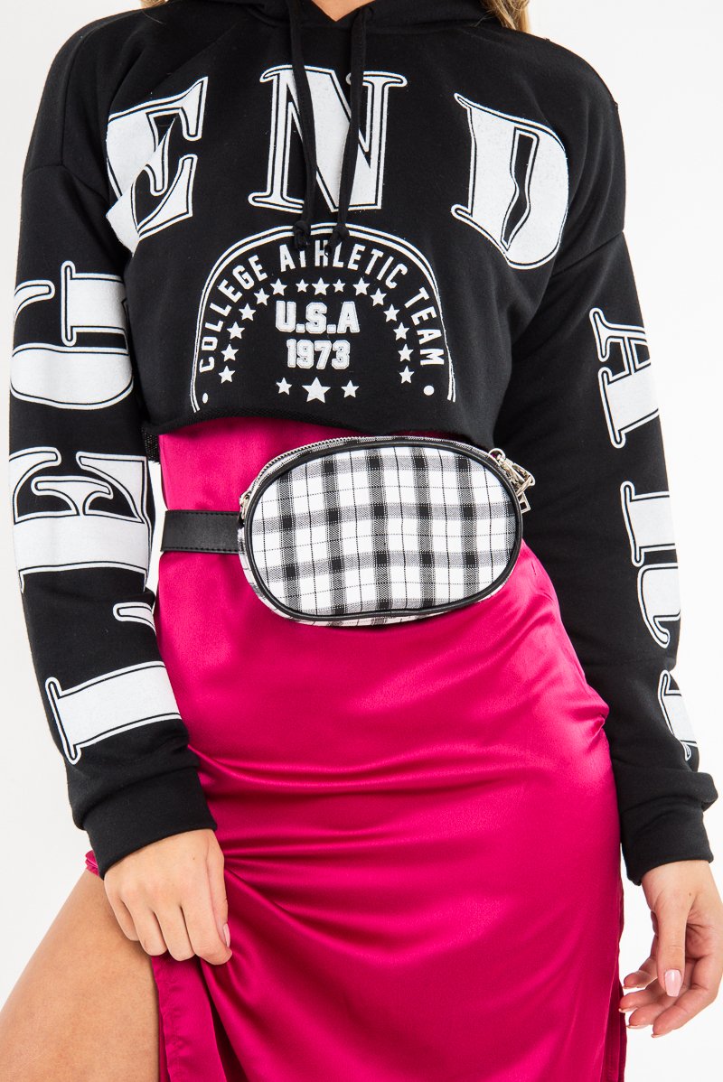 White Black Plaid Bum Bag - Keyra-Bags