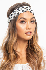 White Black Polka Dot Twist Headband - Kentlee-Hair