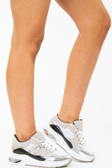 White Black Silver Mesh Trainers - Skyy-Trainers