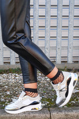 White Black Silver Mesh Trainers - Skyy-Trainers