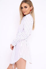 White Black Stripe Corset Shirt Dress - Korrin-Dresses