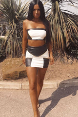 White Black and Mustard PU Co-ord Set - Skye-Co-ords