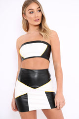 White Black and Mustard PU Co-ord Set - Skye-Co-ords