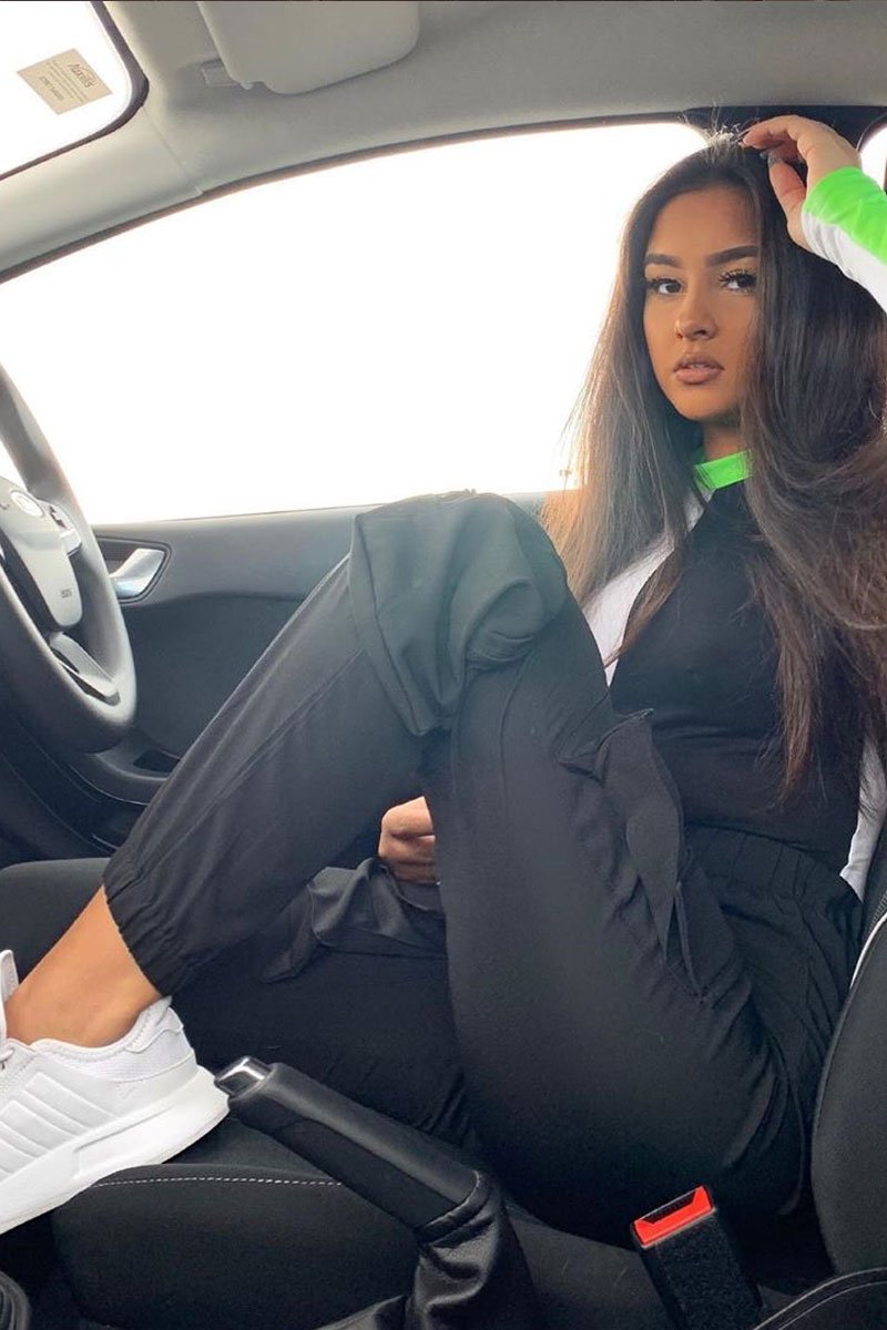 White Black and Neon Green Contrast Long Sleeved Bodysuit - Lareen-Bodysuits