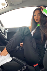 White Black and Neon Green Contrast Long Sleeved Bodysuit - Lareen-Bodysuits