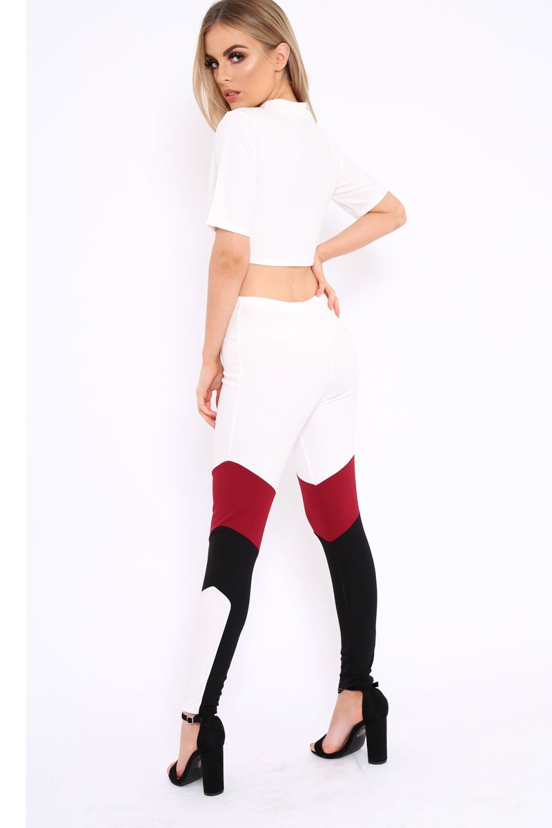 White Black and Wine Colour Block Co-ord - Jamie-Lee-Co-ords