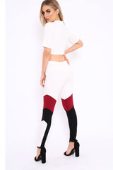 White Black and Wine Colour Block Co-ord - Jamie-Lee-Co-ords