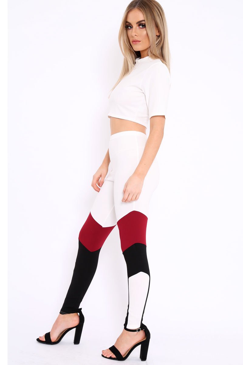 White Black and Wine Colour Block Co-ord - Jamie-Lee-Co-ords