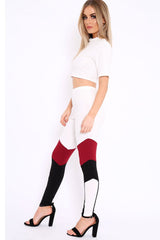 White Black and Wine Colour Block Co-ord - Jamie-Lee-Co-ords