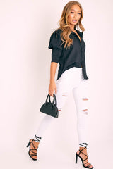 White Bleached Ripped Skinny Jeans - Blair-Jeans