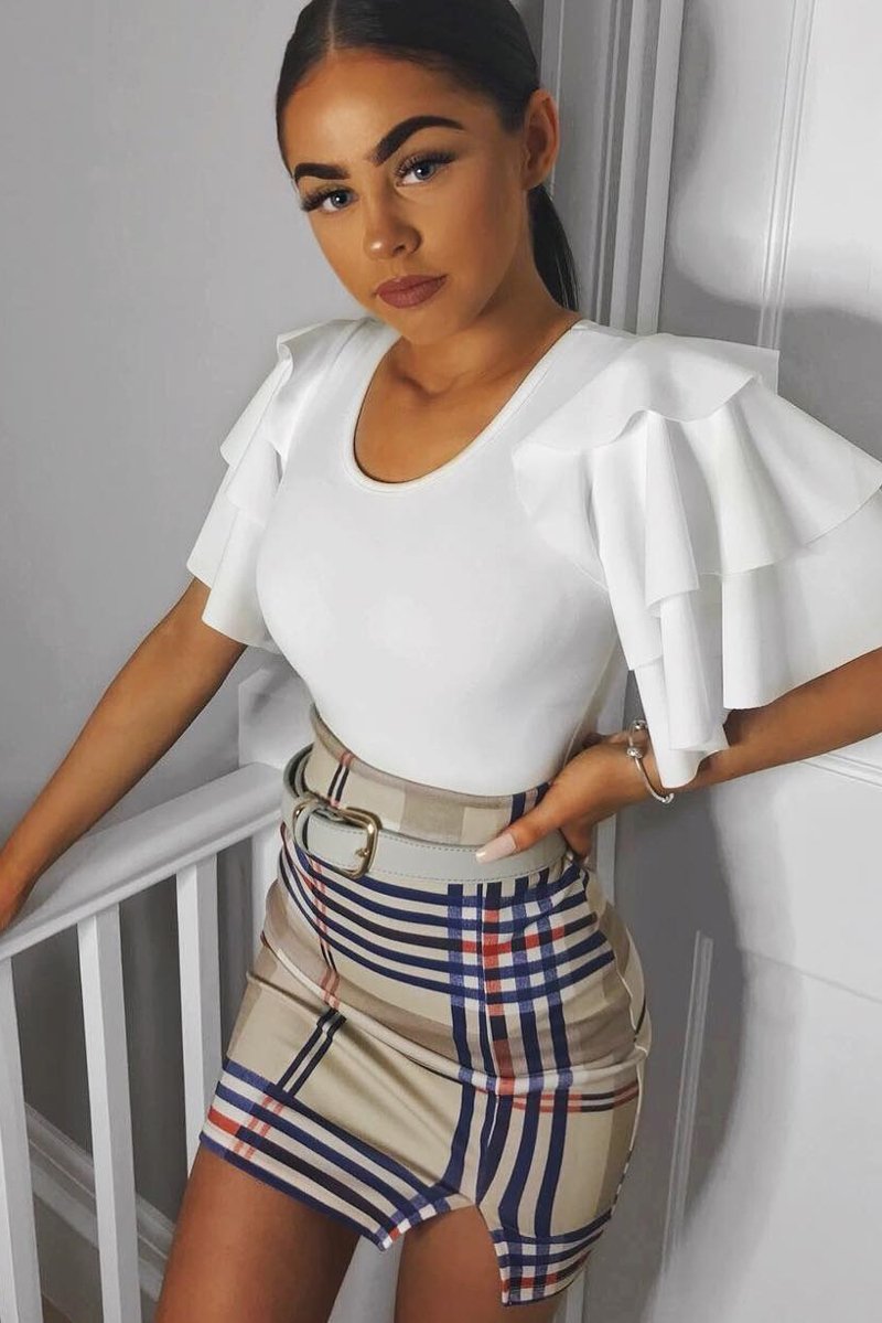 White Bodysuit Frill Arms - Janeva-Bodysuits