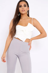White Bow Extreme Crop Top - Rossi-Tops