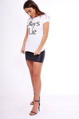 White Boys Lie Slogan T-Shirt-Tops