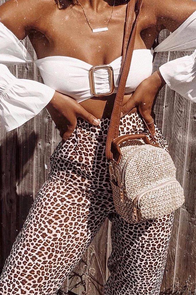 White Buckle Front Extreme Bardot Crop Top - Theora-Crop Tops