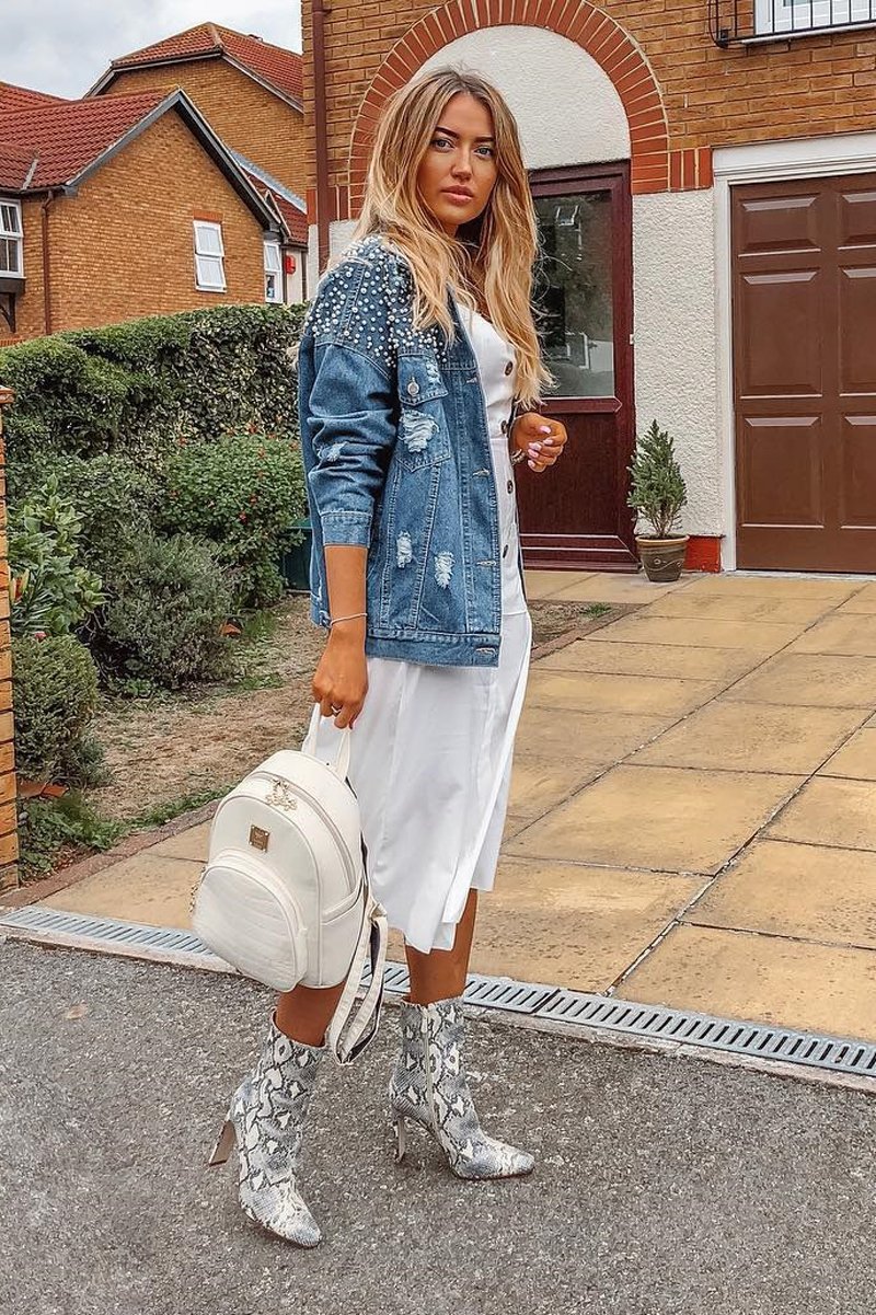 White Button Front Belted Midi Dress - Caela-Dresses