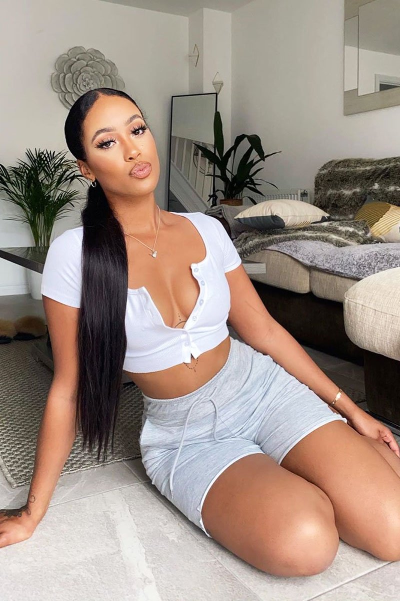 White Button Front Scoop Neck Crop Top - Khiya-Crop Tops