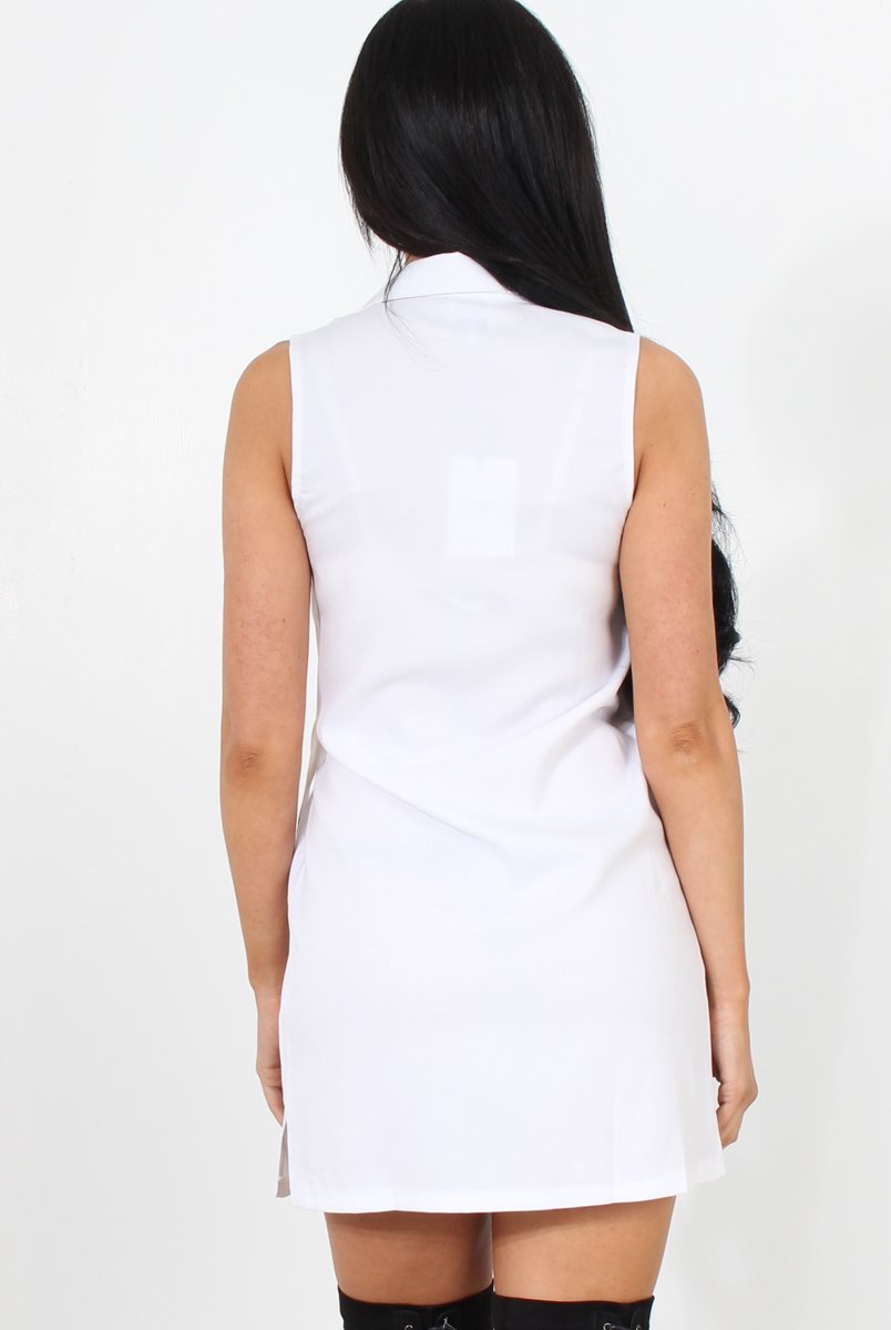 White Button Up Shirt Dress-Shana-Dresses