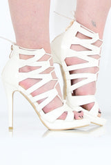White Caged Platform Heels - Angelica-Heels
