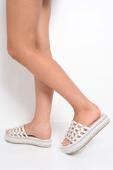 White Caged Studded Slider - Presli-Sliders