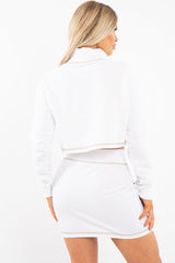 White Camel Cropped Zip Jumper Skirt Co-ord - Hestia-Co-ords